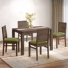 Atlas Crest Storage Solid Wood 4 Seater Dining Table With 4 Atlas Dining Chairs (Finish : Danish Walnut, Chair Colour : Avocado Green)