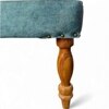 Bestone Sheesham Wood Accent Bench (Blue Jacquard Work Fabric Teak Finish)