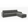 Apollo Sectional Fabric Sofa (Colour : Ash Grey Velvet , Seating Capacity : Right Aligned 3 Seater + Chaise+ Ottoman  Cushion Type : Soft )