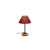 Willie Maroon Natural Fiber Shade Table Lamp with Natural Wood & Iron Base