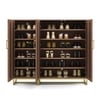Nina 36 Pair Solid Wood Shoe Cabinet In Amber Walnut Finish