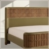 Heritage Cane Upholstered King Size Bed in Linen With Oak wood Frame