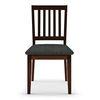 Diner Solid Wood Dining Chair Set Of 2 In Dark Walnut Finish With Grey Colour Fabric