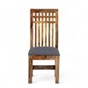 Columbus wood Dining Chair in Anchor Grey Fabric Cushioning with TEAK FINISH
