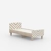 Minimalist Kids Single Bed in Oak and White Stripes