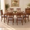 Globally Indian Maelle Solid Sheesham Wood 6 Seater Dining Table Set 6 Chairs Terracotta Orange