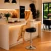 Doe Buck Linon Adjustable Bar Stool in Ivory White Colour with Chrome Base