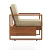 Moreno 1 Seater Solid Wood Sofa in Amber Walnut Finish and Almond Beige Fabric