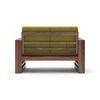 Parson 2 Seater Wooden Sofa In Teak Finish (Green Olivia)