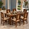 Globally Indian Sabine Solid Sheesham Wood 6 Seater Dining Table Set 6 Chairs Teal Blue