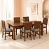 Globally Indian Amelie Solid Sheesham Wood 6 Seater Dining Table Set 6 Chairs Grey