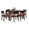Floyd 6 Seater Dining Table, Glass Top With Set Of 6 Kerry Dining Chairs (Colour- Burnt Orange, Finish- Mahogany)
