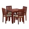 Elle Solid Shesham Wood 4 Seater Dining Set In Honey Oak Finish