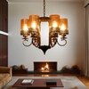 Eliante 6-Light Mild Steel Chandelier, Modern Hanging Ceiling Light Fixture For Living Room Or Dining Room