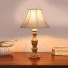 Devansh Off-White Cotton Vintage  Lamp With Wood Base (12X19)