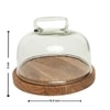 Ireka Homes Sweet Vault Acacia Wood Cake Stand with Glass Dome