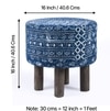 Morgan Solid Wood Pouf Stool in Indigo Patch Kantha Fabric