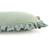 Ruffle Pistachio Green  And Olive Cotton Cushion Cover 16X16  Inches