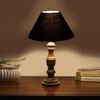Devansh Black Cotton Table Lamp With  Wood Natural Base (10X18 Inches)-28