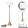 Colorado Single Light Floor Lamp In Black & Brass Finish With Cotton Fabric Shade