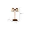 Elania Wooden Table Lamp with Brown Base and Premium White Fabric Lampshade