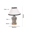 Devansh Conical White & Black  Cotton Shade Lamp With Wood & Mosaic Glass Base For Decoration/Office/Home/Gifting/Study For Decoration/Office/Home/Gifting/Study -(10X10X14.5) Inches -A