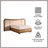 Elowen Softline Queen Size Bed in velvet With Oak wood Frame & Hydraulic Storage