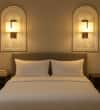 Bampton LED Downlighter Wall Light with White Cotton Shade