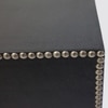 Ler Series Bedside Table in Black Leatherette and Pewter Nailhead Trims