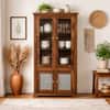 Akira Sheesham Wood Book Case Cum Crockery UnitIn Provincial Teak Finish