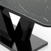 Caribu 6 To 8 Extendable Dining Table With 8 Casey Swivel Dining Chairs (Finish : Black Marble, Chair Colour : Dual Tone)