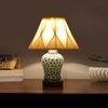 Devansh Off-White Cotton Shade Curtain  Lamp With Wood & Mosaic Glass Base For Decoration/Office/Home/Gifting/Study For Decoration/Office/Home/Gifting/Study