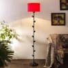 Greer Red Fabric Floor Lamp with Black Iron Base