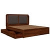 Lotus Solid Wood King  Size Upholstered Bed With Drawer Storage (Honey Oak Finish)