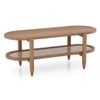 Tora XL Solid Wood And Cane With Glass Coffee Table In Amber Walnut Finish