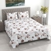 White Floral 400 Tc Cotton Flat Super King Size Bedsheet With 2 Pillow Cover