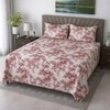 Cora Cream Floral 400 TC Cotton Flat Super King Size Bedsheet with 2 Pillow Covers – Threads