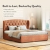 Holmebrook Engineered Wood Queen Size Drawer Storage Upholstered Bed in Tan Leatherette Colour