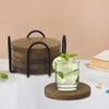 Metalsmith Wooden Coaster Set of 6 with Stand Natural Finish