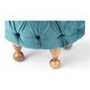 Louisville Acacia Wood Accent Round Pouf Stool in Turquoise