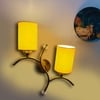 Devansh Metal Electric Wall Light in Gold Colour with Yellow Shade Count of 2 Lights