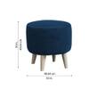 Doe Buck Parker Velvet Round Ottoman Stool in Blue Colour with Wooden Legs