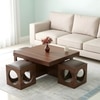 Nordic Sheesham Wood Accent Coffee Table Set With 4 Stools In Provisional Teak Finish