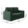 Alfon 2 Seater Velvet Pull Out Sofa Cum Bed with Storage In Green