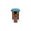 Dayton Sheesham Wood Accent Square Set of 2   Stools in Turquoise Sea Velvet Upholstery