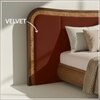 Elowen Softline King Size Bed in velvet With Oak wood Frame & Hydraulic Storage