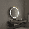 Round LED Mirror with Gold Aluminium Frame Modern Circular Vanity Mirror