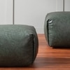 Cuboid Collection Green Faux Leather Pouf Ottoman Set Of 2