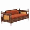 Rattan Solid wood Three Seater sofa in Provincial TeakCopper Orange Colour Fabric