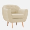 Colam Velvet 1 Seater Sofa in Cream Colour